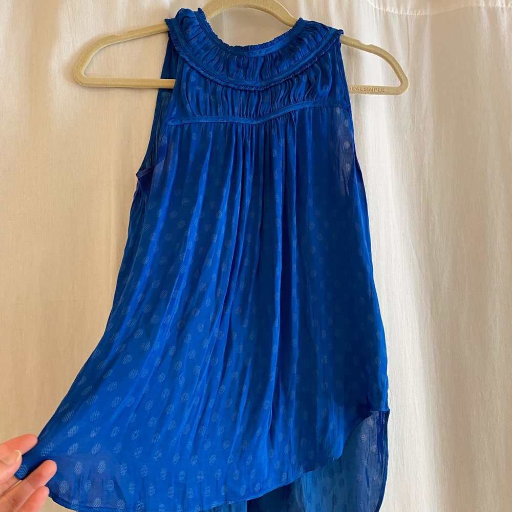 Anthropologie Maeve Blue Satin Blouse